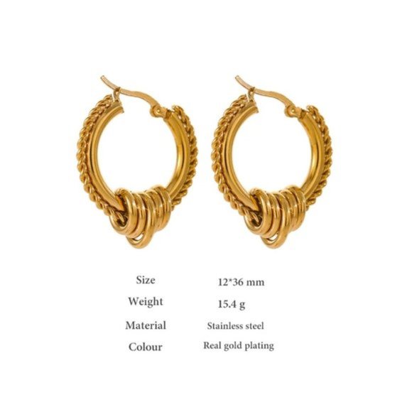 NEW 18K Gold Plated Braided Hoops Earrings - Picture 8 of 8
